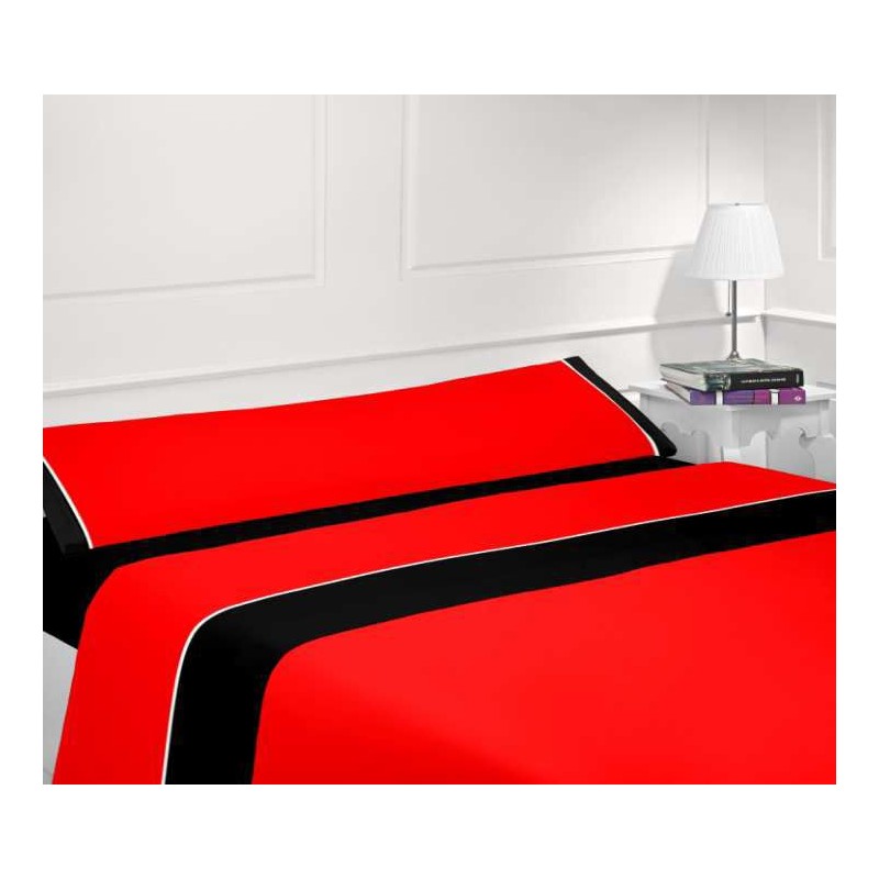 Juego sábanas verano preto-vermelho - Cama 90