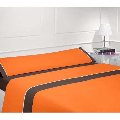 Juego sábanas verano chocolate-naranja - Cama 105