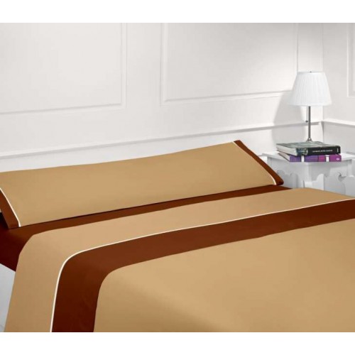Juego sábanas verano chocolate-beige - Cama 135