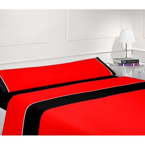 Juego sábanas verano preto-vermelho - Cama 135