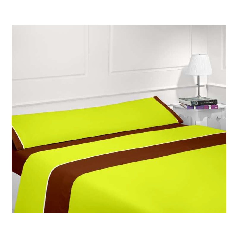Juego sábanas verano chocolate-pistacho - Cama 150