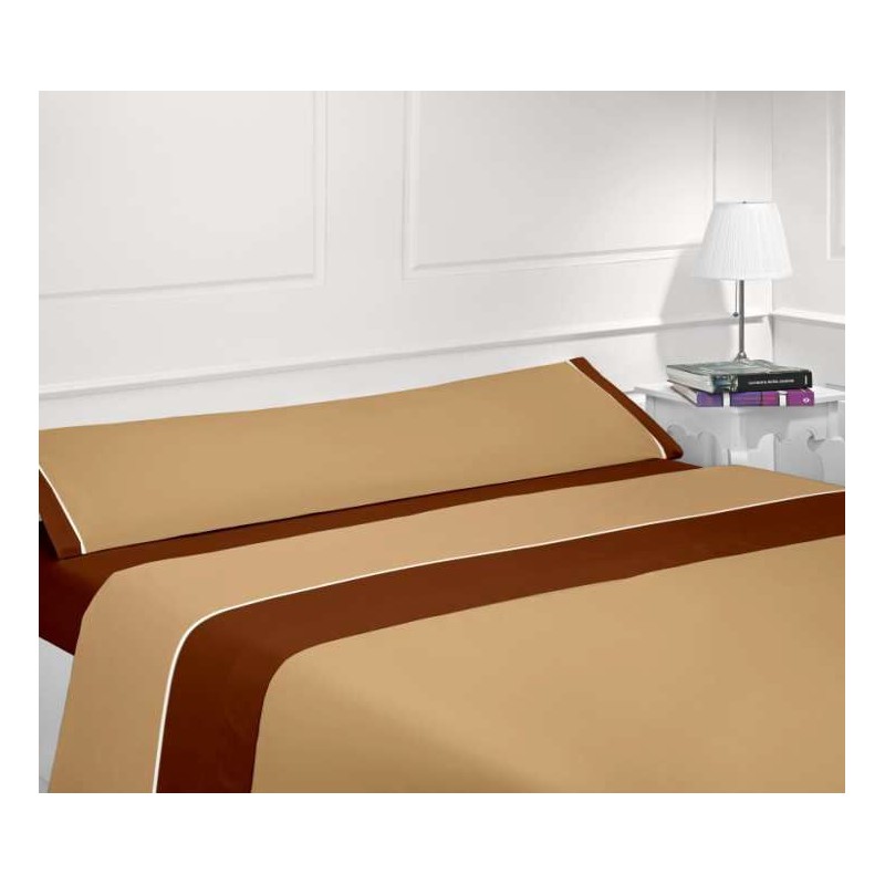 Juego sábanas verano chocolate-beige - Cama 180