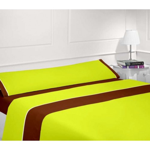 Juego sábanas verano chocolate-pistacho - Cama 180