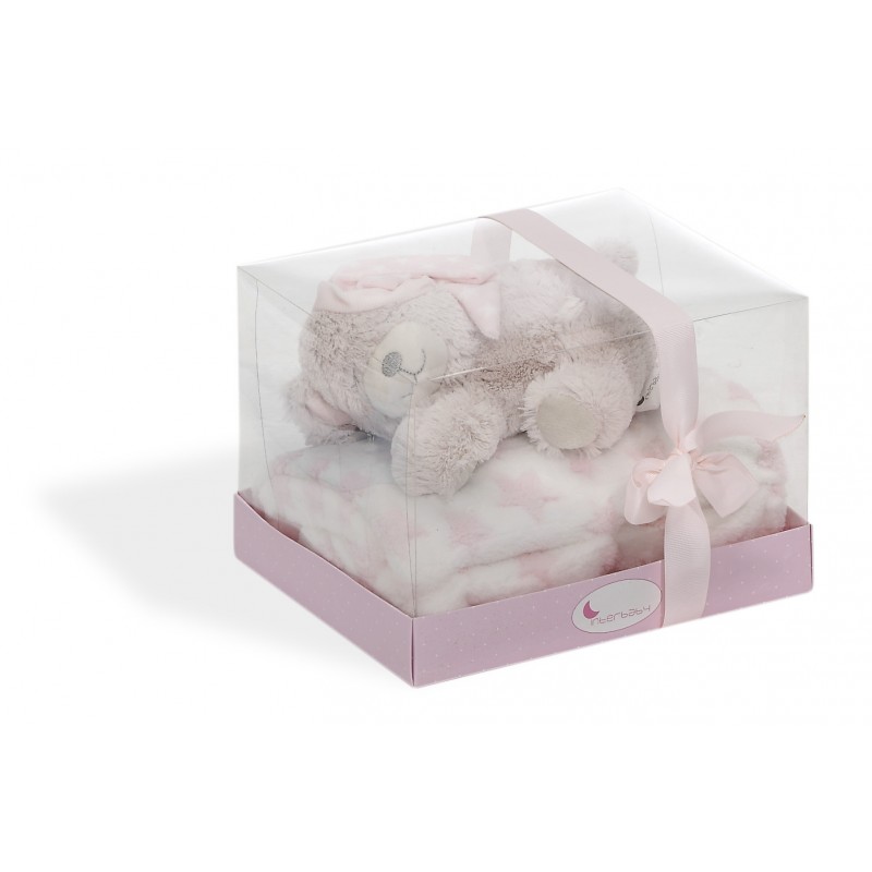 PELUCHE + MANTA MOD OSO TUMBADO ROSA