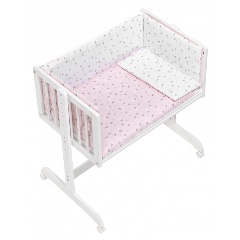 MINICUNA COLECHO+COORDINADO MOD CORONA ROSA