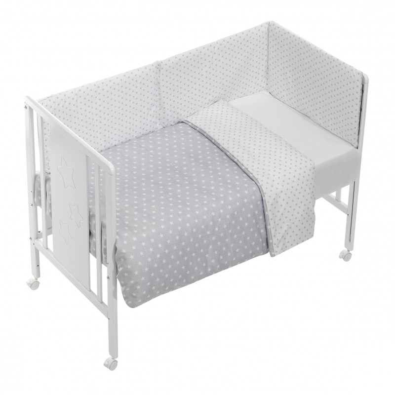 COORDINADO CUNA (NORDICO ) MOD ESTRELLA(PROTECTOR+COORDINADO) GRIS