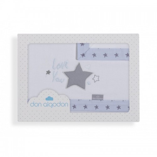 Tríptico cuna Love You blanco/azul