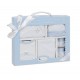 SET REGALO 5 PCS 100% ALG T 0-6 M (GORRO-MANOPLA-POLAINAS-BODY-BABERO) AZUL