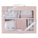 SET REGALO 5 PCS 100% ALG T 0-6 M (GORRO-MANOPLA-POLAINAS-BODY-BABERO) ROSA