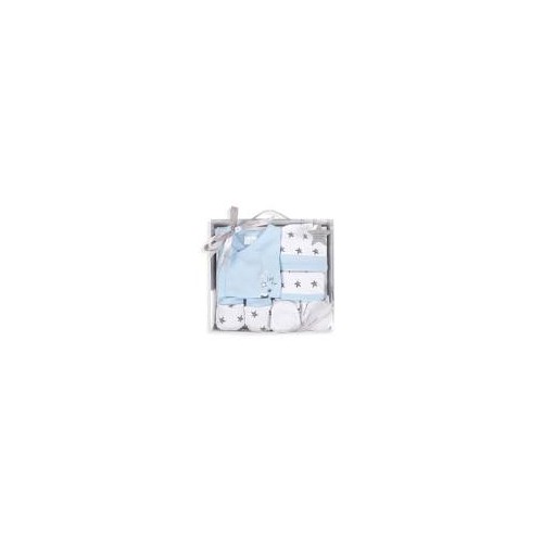 SET REGALO 5 PCS 100% ALGT 0-6 M MOD ESTRELLAS AZUL