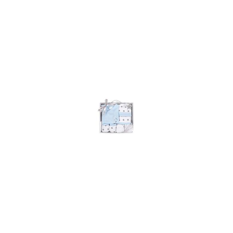 SET REGALO 5 PCS 100% ALGT 0-6 M MOD ESTRELLAS AZUL