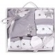 SET REGALO 5 PCS 100% ALGT 0-6 M MOD ESTRELLAS GRIS