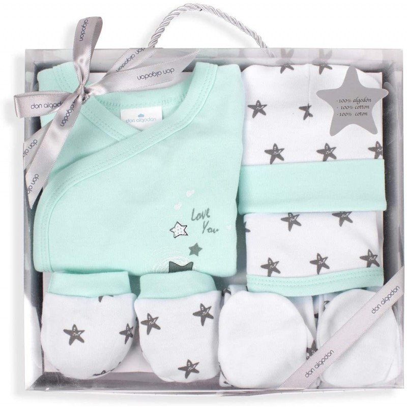 SET REGALO 5 PZS 100% ALGO TALLA 0-6(ESTRELLA) VERDE