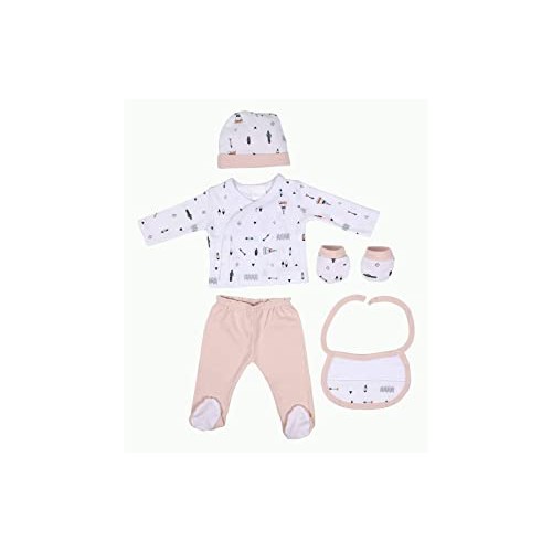 SET REGALO 5 PCS 100% ALGT 0-6 MOD INDIO ROSA