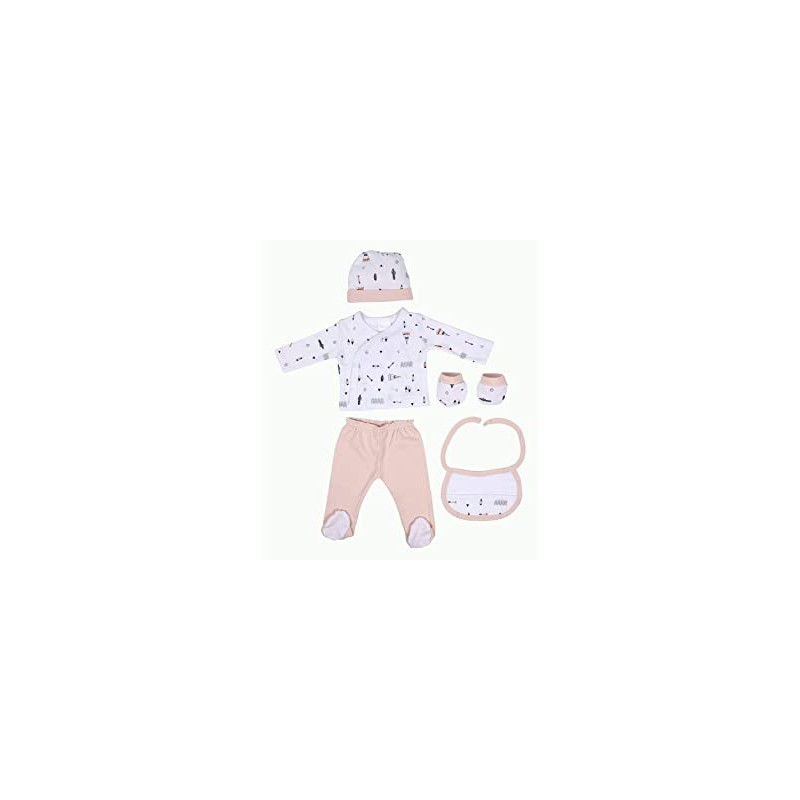 SET REGALO 5 PCS 100% ALGT 0-6 MOD INDIO ROSA