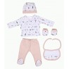 SET REGALO 5 PCS 100% ALGT 0-6 MOD INDIO ROSA