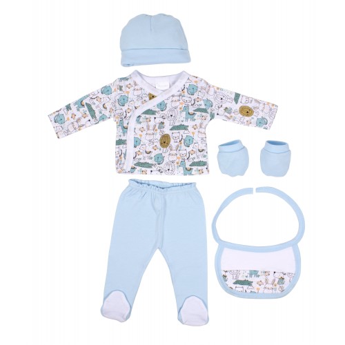 SET REGALO 5 PCS100% ALG T 0-6 MOD ANIMALITOS AZUL