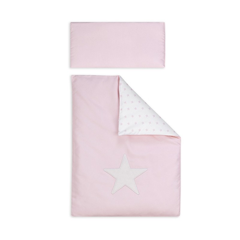 EDREDON CUNA 3 PIEZAS ESTRELLA ROSA
