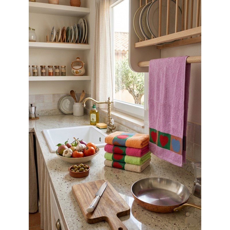 Pack-6 Paños de Cocina Rizo Bordado Algodón 100% Surtido Precio PROMOCION